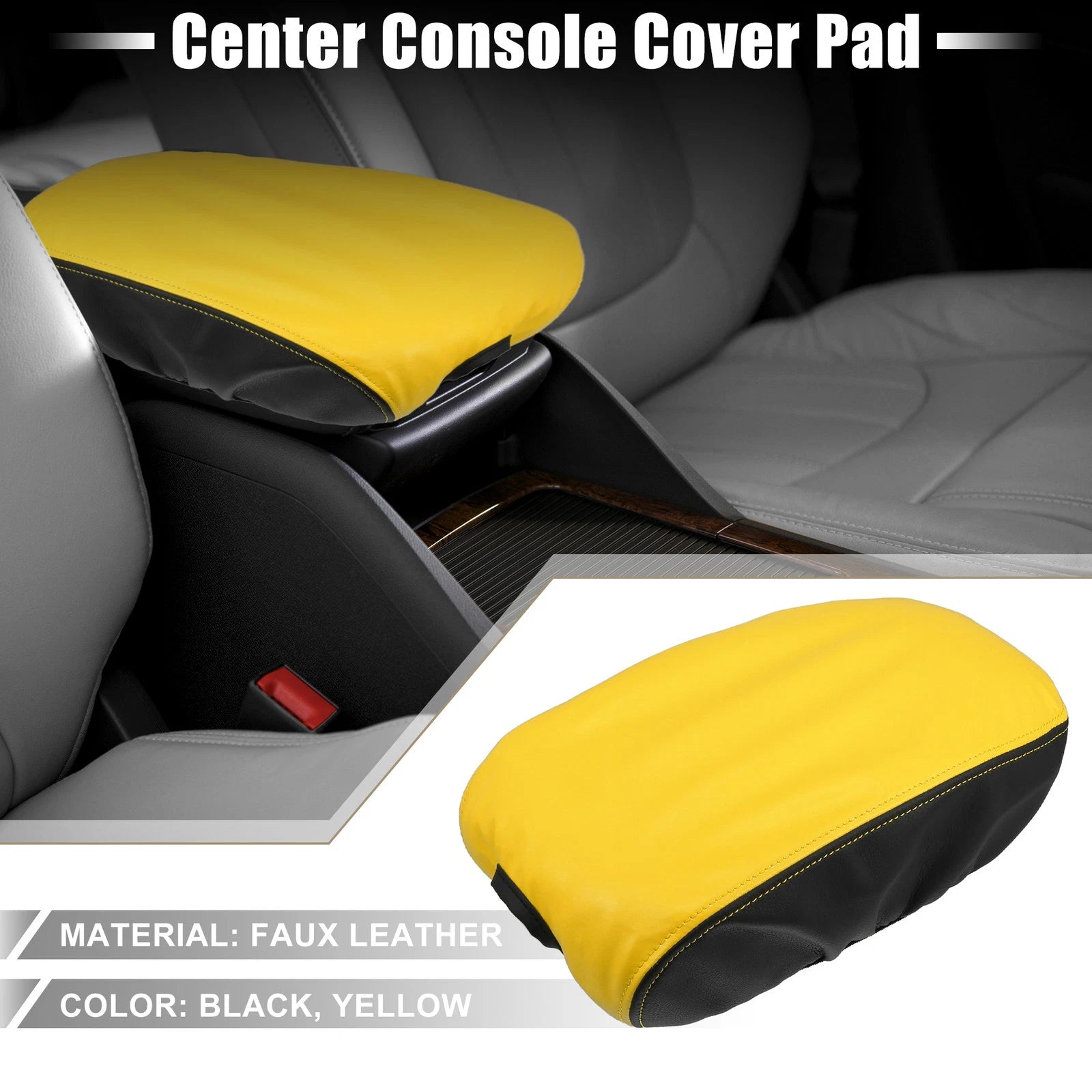 Center Console Armrest Pad Cover for Dodge Charger (2015–2022) Black Yellow
