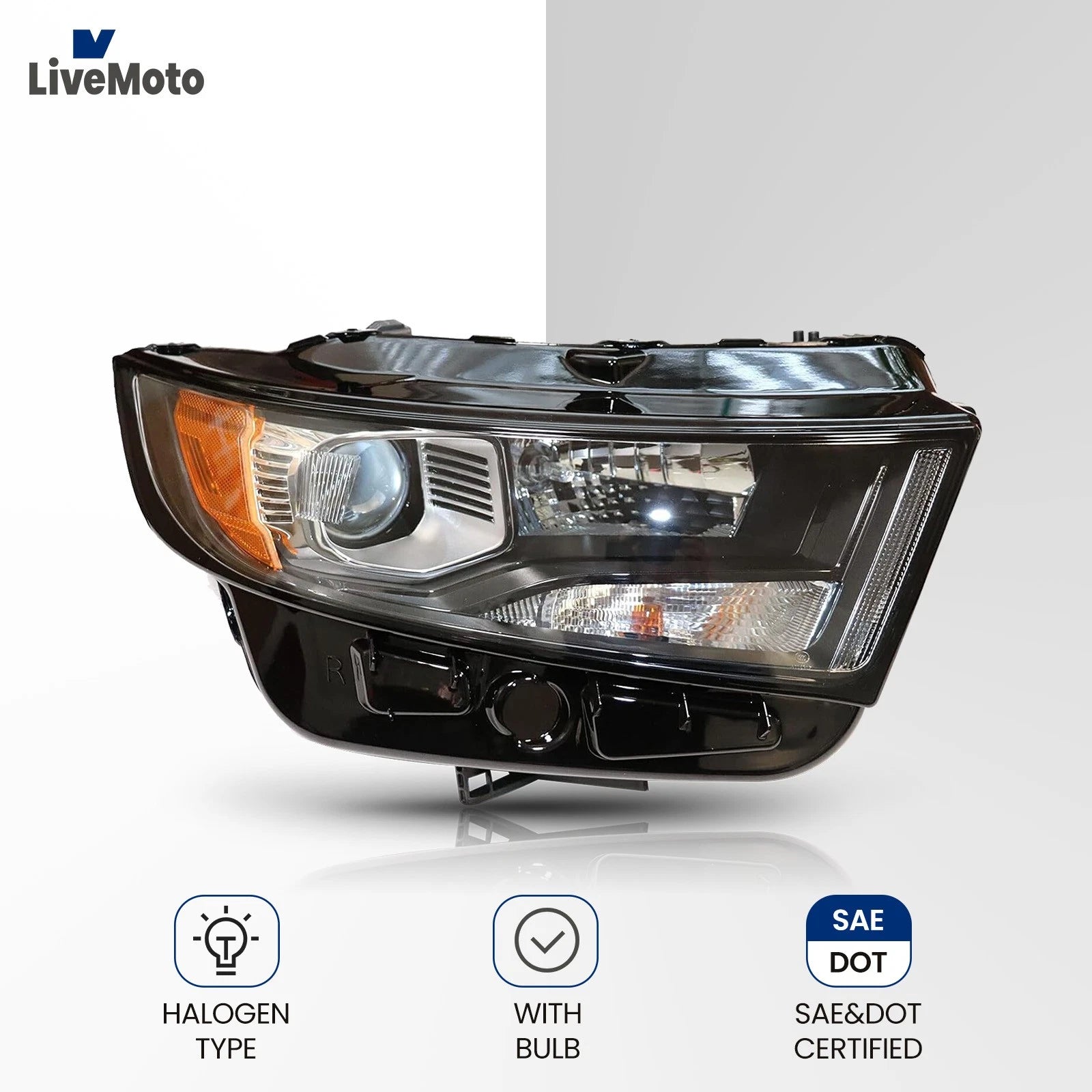 Halogen Headlight Set for Ford Edge Sport (2015–2018) Black w/Bulb