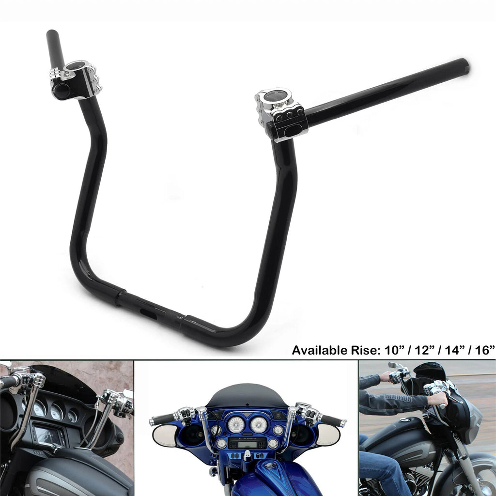 Black 14" Rise Adjustable Handlebars 1.25" for Harley Touring FLHT FLHX (2008–2020)