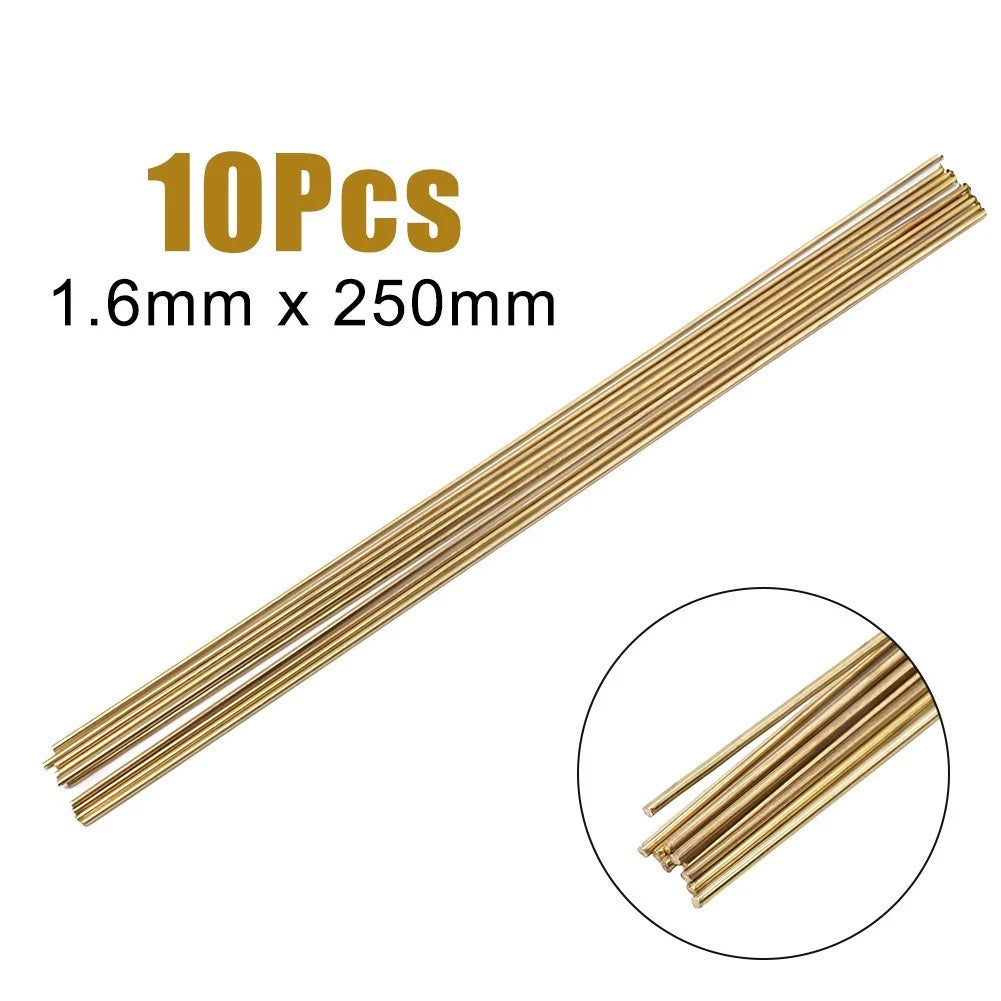 Set of 10 Low Temperature Brass Welding Rods 1.6mm x 250mm HS221