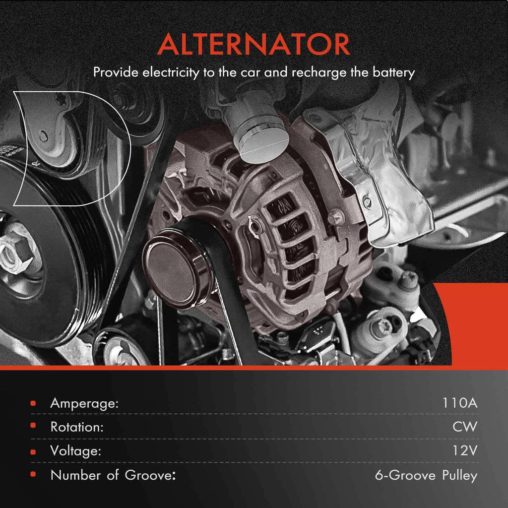 Alternator for Kia Rio (2012-2017) 1.6L 110A Clockwise 6-Groove