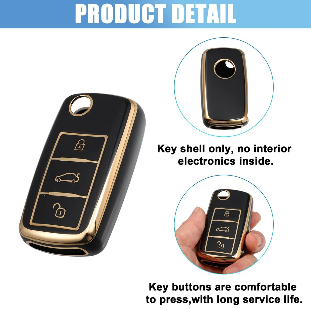 Silicone Key Fob Case Cover for Volkswagen Tiguan (2010–2017) Black