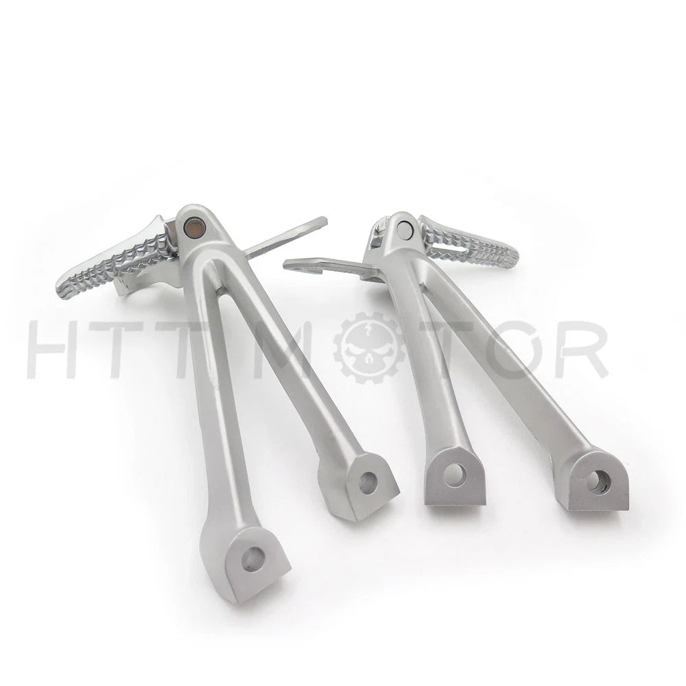 Set of 2 Silver Rear Foot Pegs Footrest Brackets for Suzuki GSXR 600 750 (2008–2010)