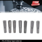 7-Piece Morse Taper Collet Set for Round Chuck (2MT)