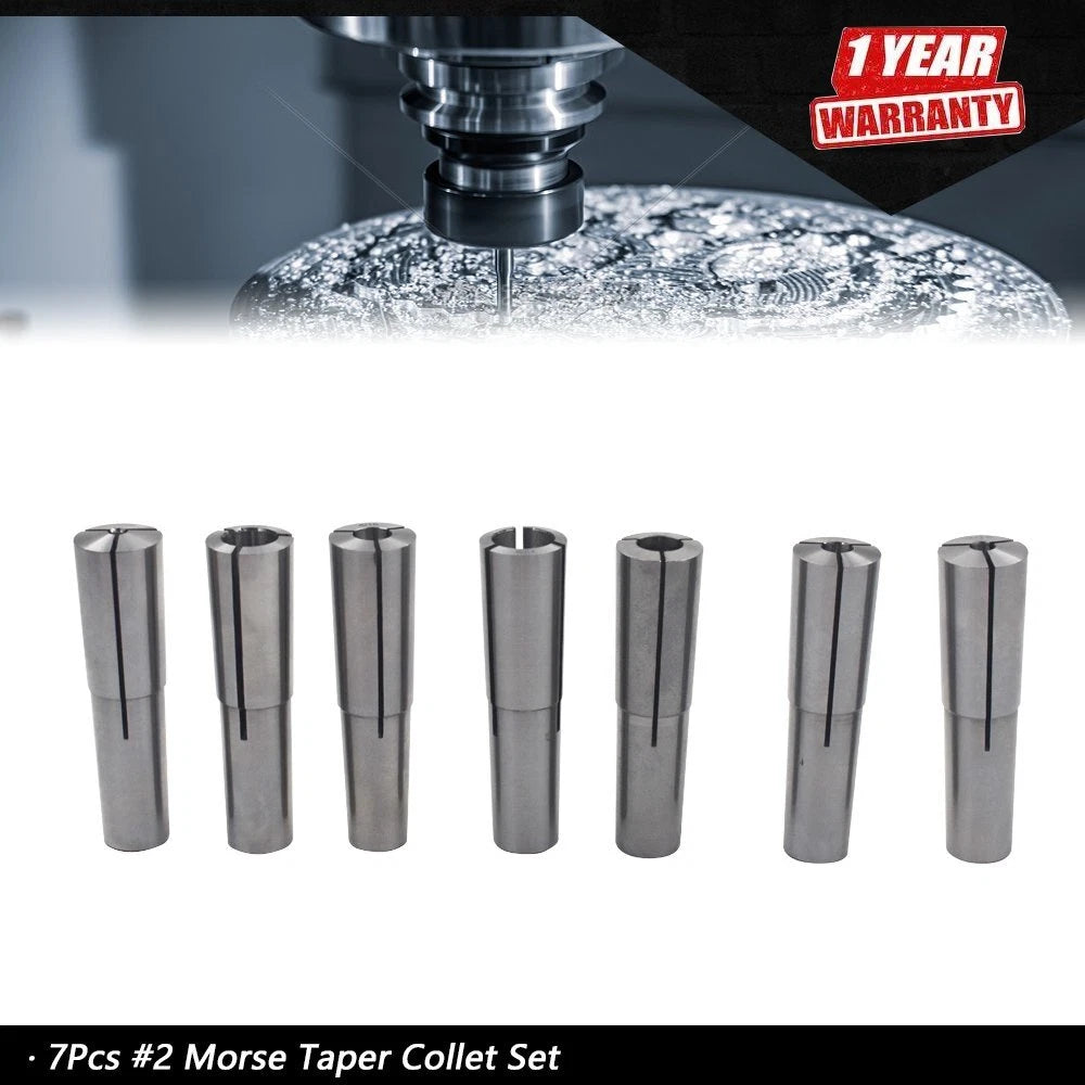 7-Piece Morse Taper Collet Set for Round Chuck (2MT)
