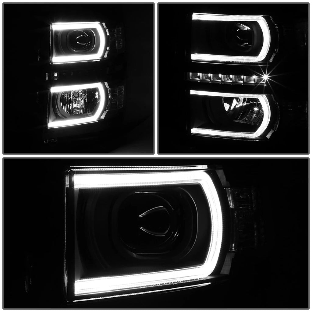 LED Black Clear Side Projector Headlights for Silverado 1500 (2014–2015)