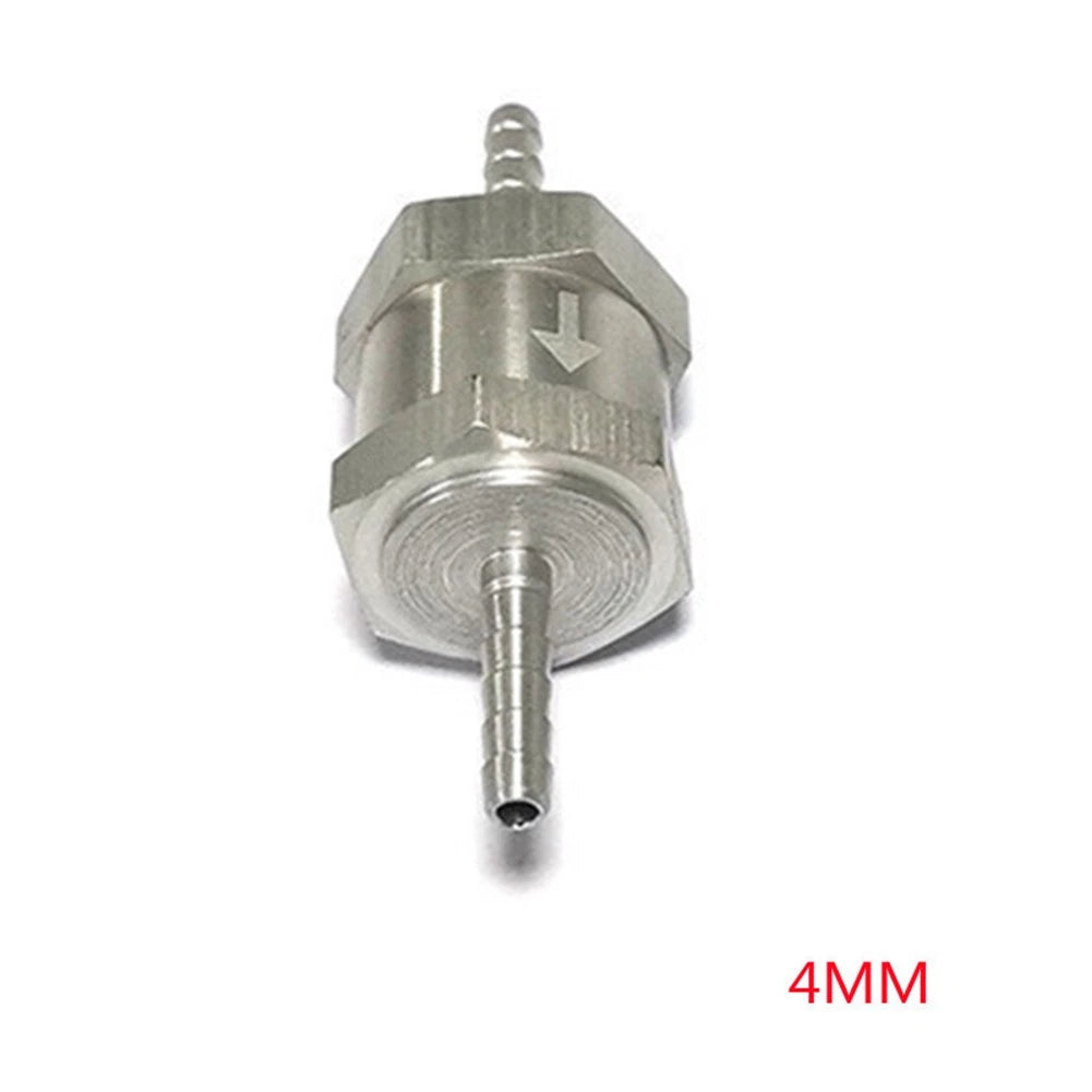 4MM One Way Check Valve for Gas or Diesel Fuel (Silver Aluminum)