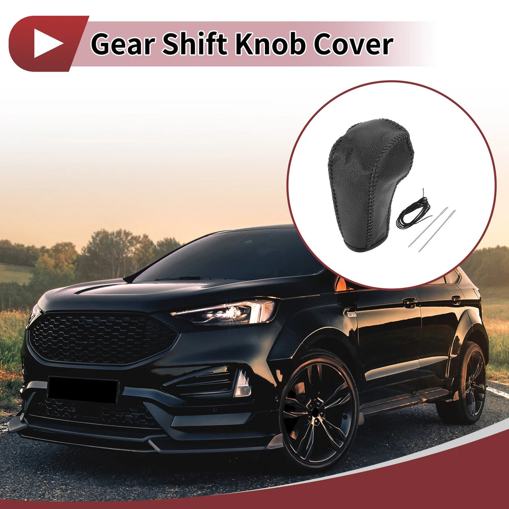 1Pc Gear Shift Knob Cover for Ford Edge (2011–2014) Black Faux Leather