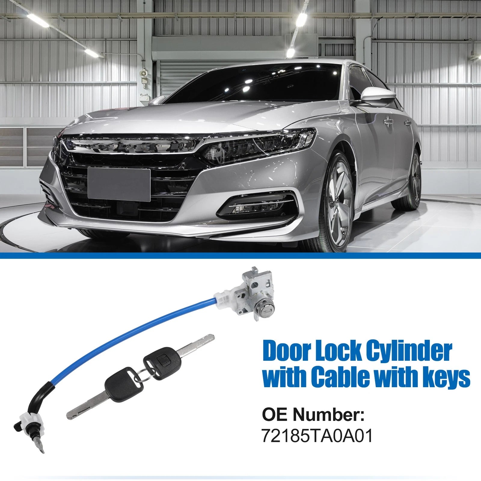 Set of 1 Door Lock Cylinder with Cable & Keys for Honda Accord (2011–2012)