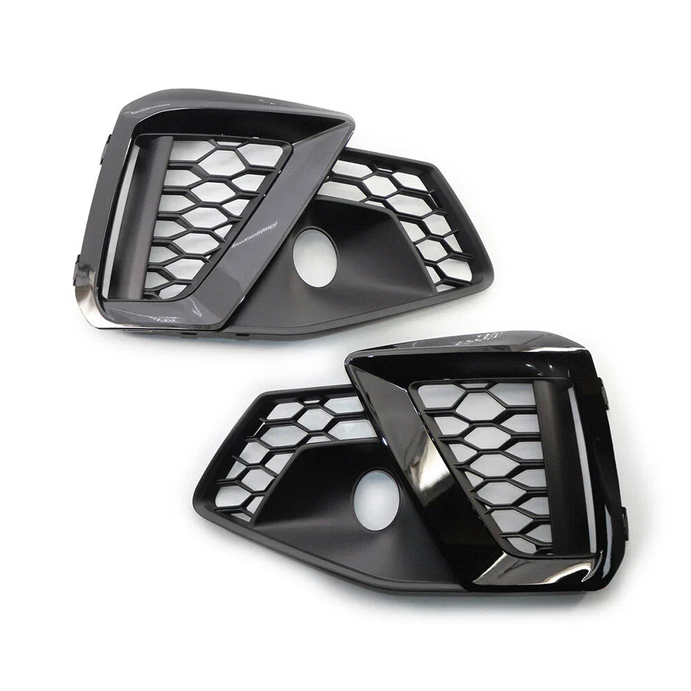Gloss Black Front Bumper Fog Light Grille for Audi A4L (2020-2022)