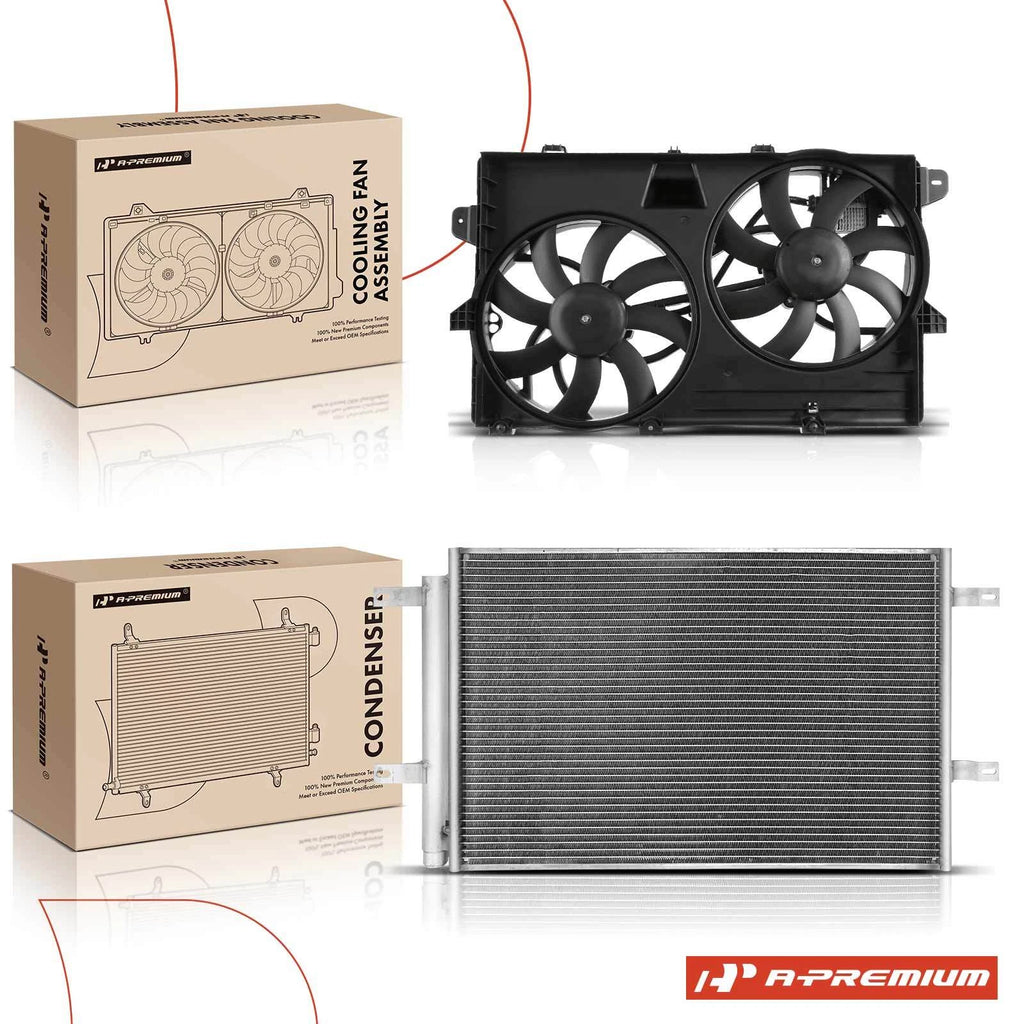 AC condenser and dual cooling fan assembly kit for Ford Edge Lincoln MKX (2007–2018)