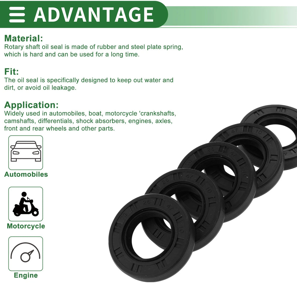 Oil Seal for Various Models (26x47x10mm, NBR Rubber)