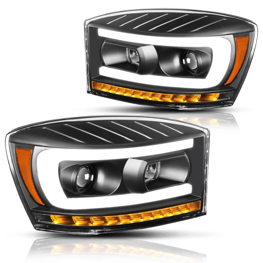 LED Projector Headlight for Dodge Ram (2006–2009) - Black/Amber