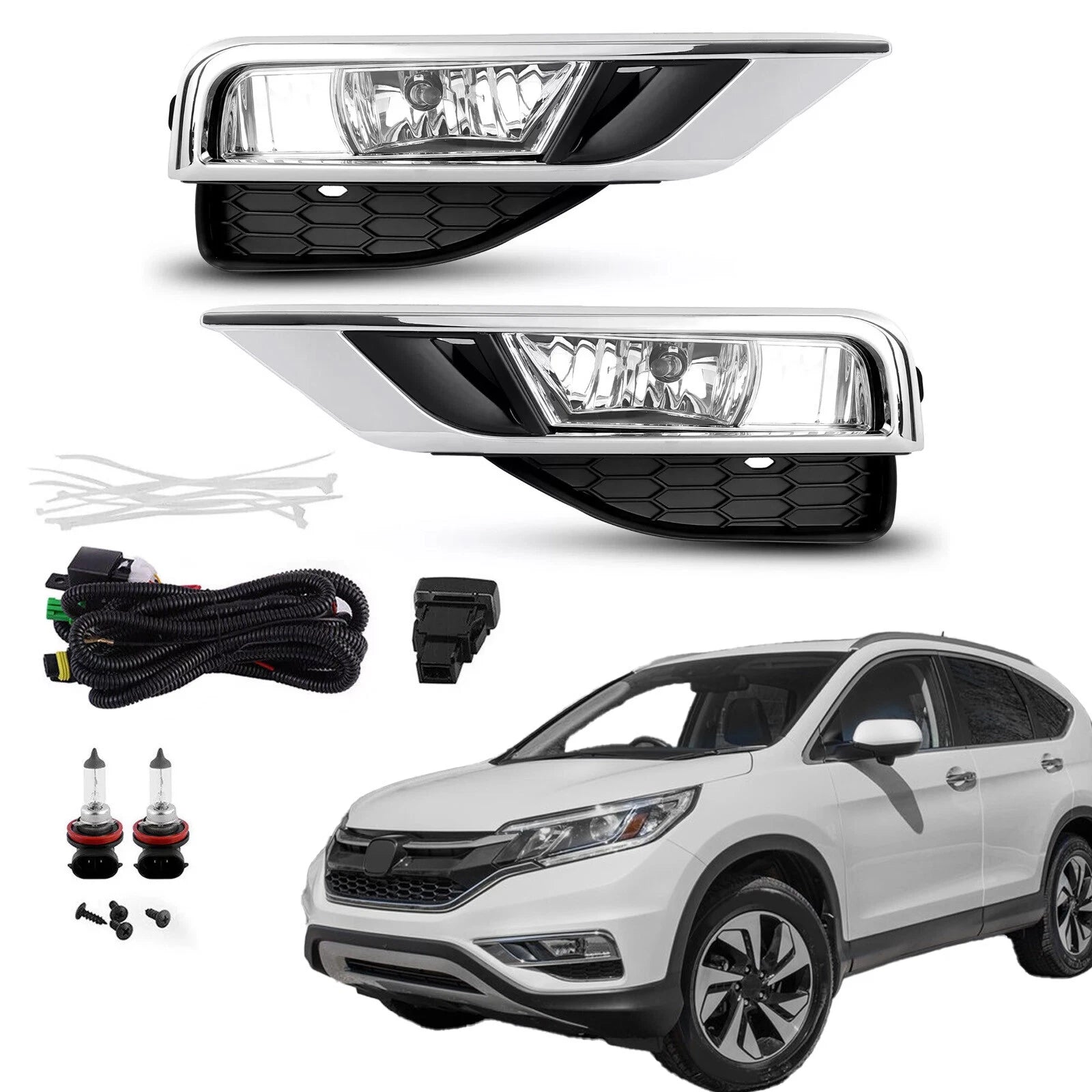 Fog Lights for Honda CR-V (2015–2016) w/Bezels, Switch, Wiring Kits