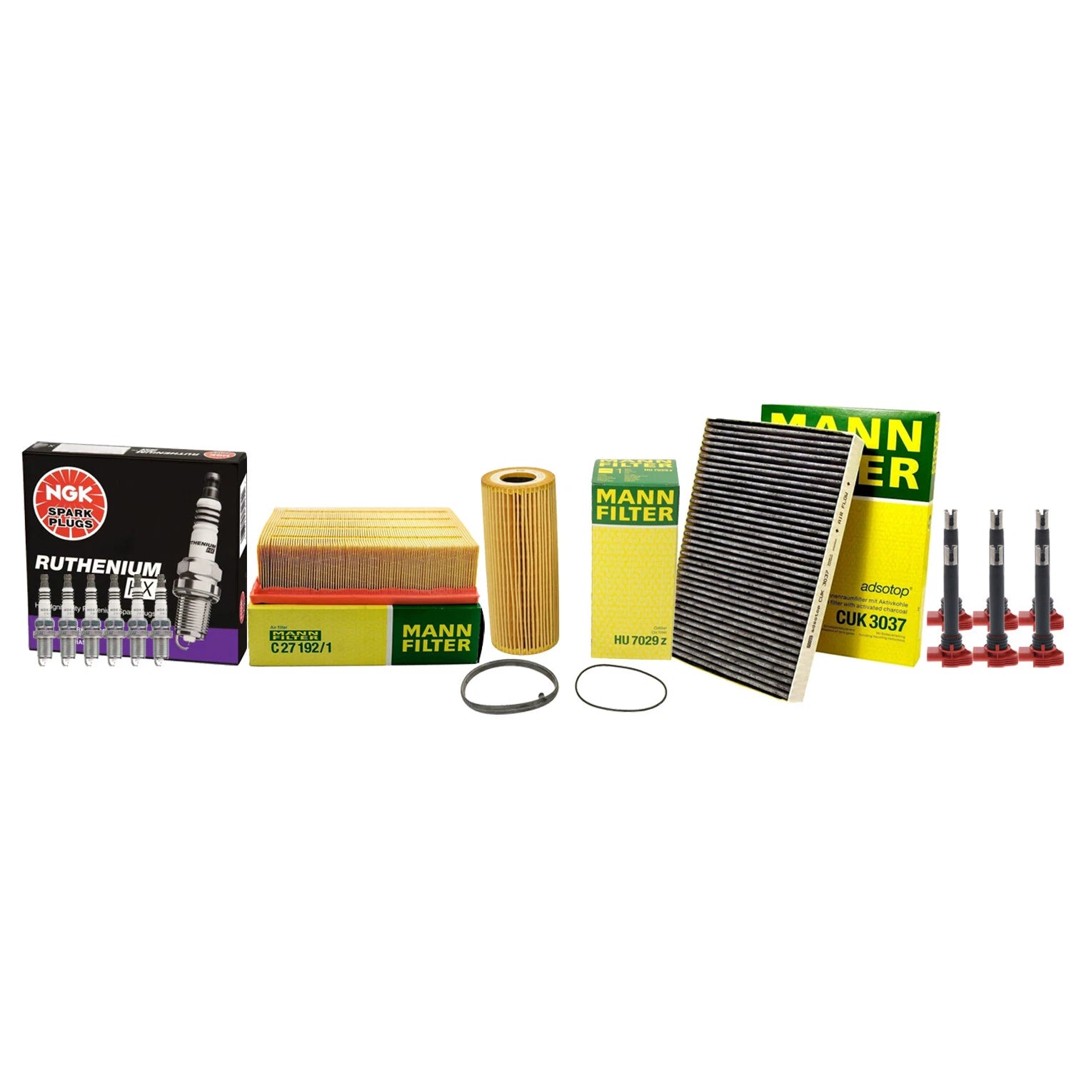 Tune Up Kit with 6 Mann Filters & 6 NGK Ruthenium HX Spark Plugs for Audi