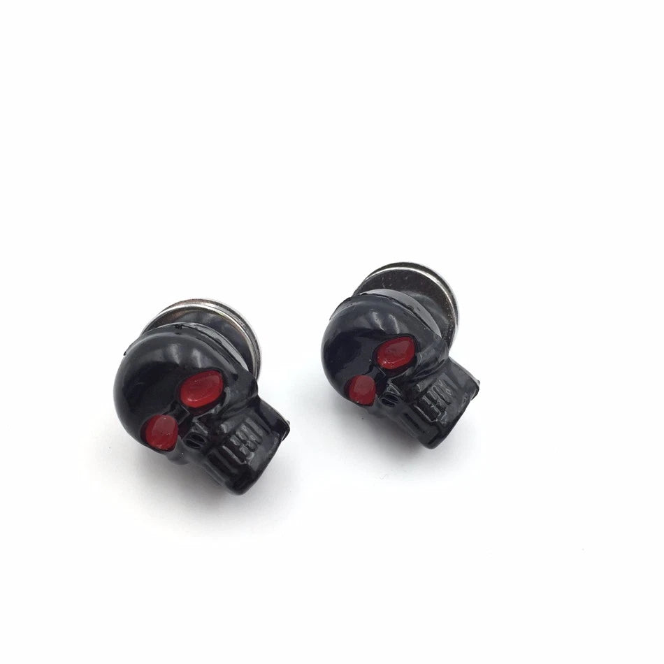 Set of 4 Black 3D Skull Zombie License Plate Bolts Screws for Universal Fit