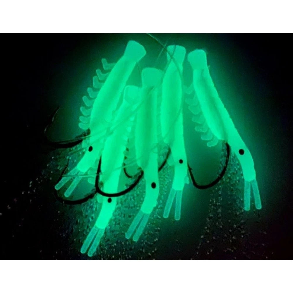 Set of 5 Glow Effect Shrimp Fishing Lures for Bass Perch
