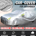 Silver Waterproof Car Cover for Hatchback (UV, Snow, Dust, Rain Resistant)
