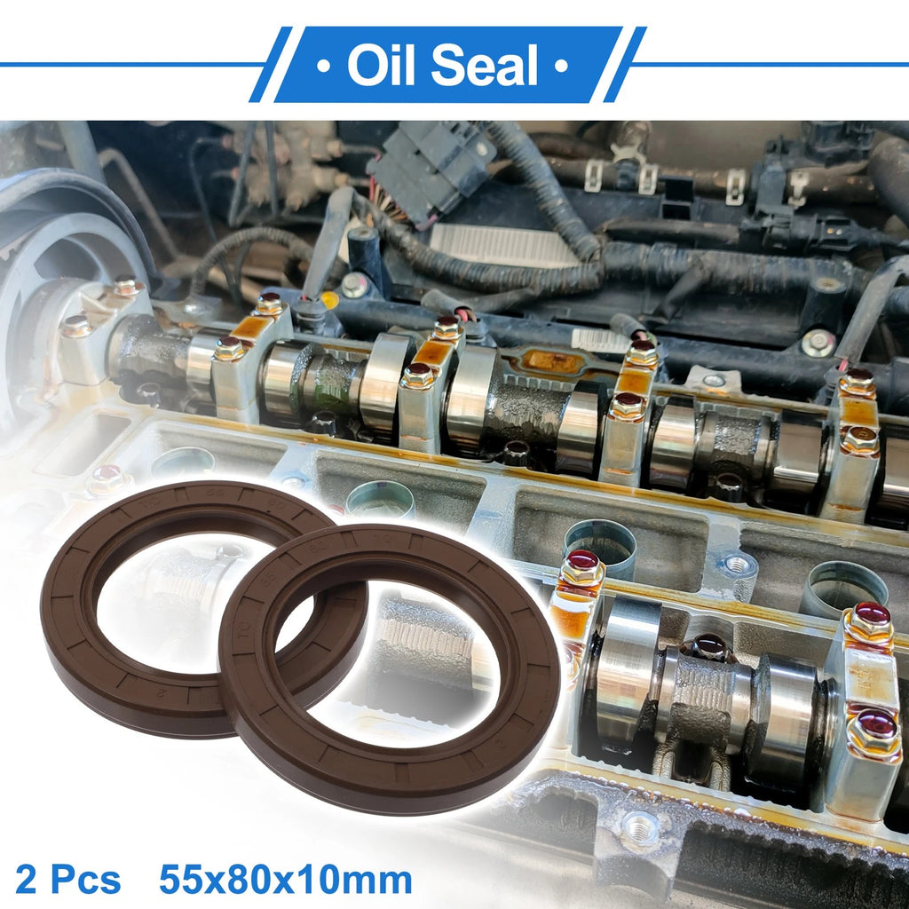 2X Oil Seal Rotary Shaft Seal FKM Rubber 55x80x10mm for Various Models 