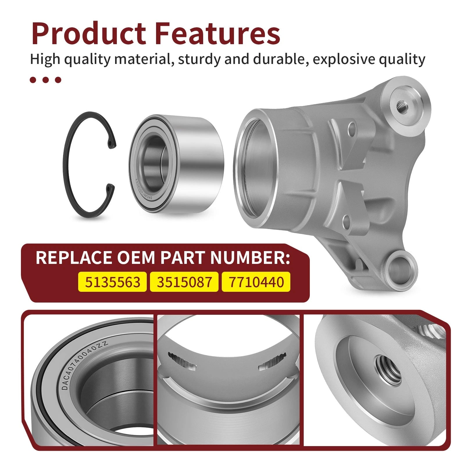 Rear Wheel Bearing Carrier 5135563 for Polaris Hawkeye 400 2x4 (2011–2015)