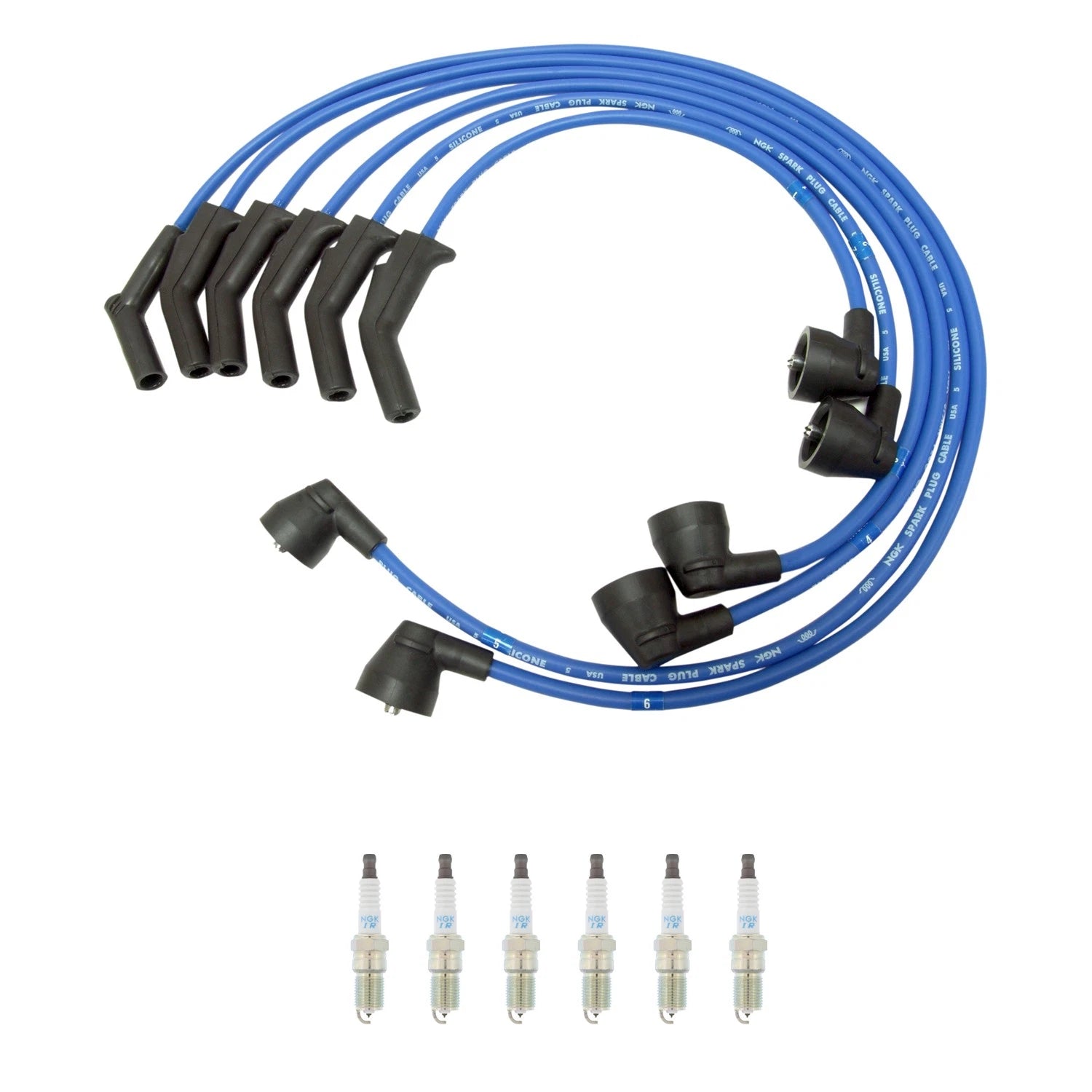 NGK Wire Set & 6 Laser Iridium Spark Plugs for Ford Mustang (1994–2004)