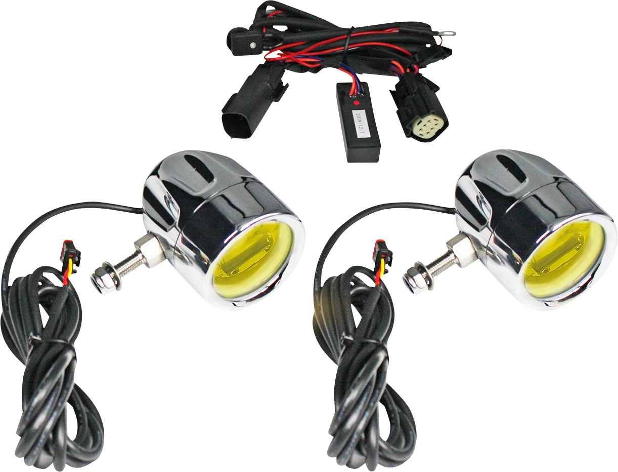 Fog Light for Custom Dynamics (Chrome, Yellow Lens)