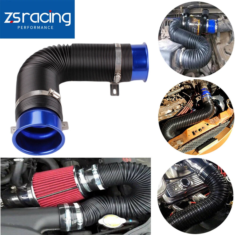3" Flexible Cold Air Intake Hose Filter Pipe Kit for Universal Fit