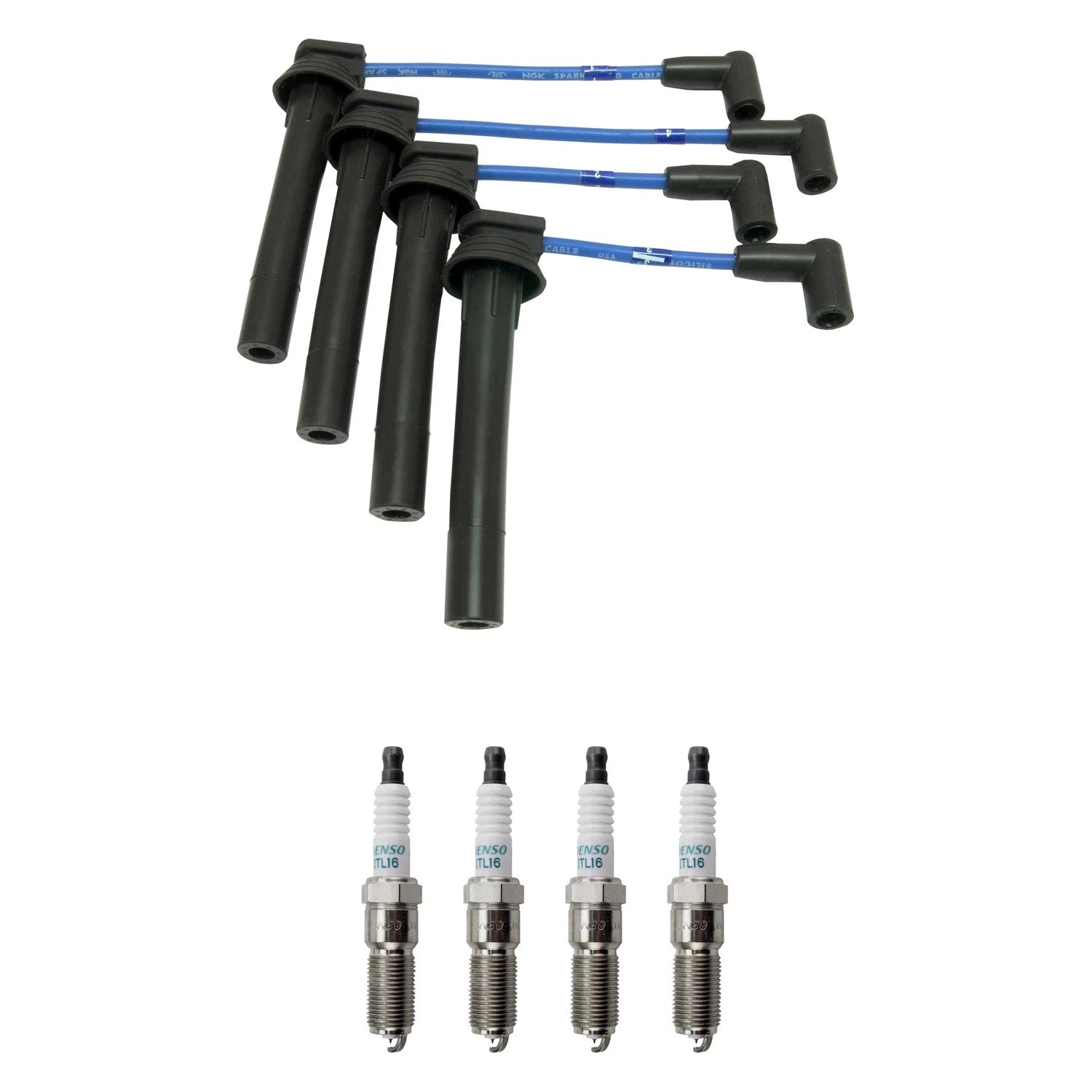 NGK 7mm Wire Set & Denso Iridium Spark Plug Kit for PT Cruiser (2001–2010)