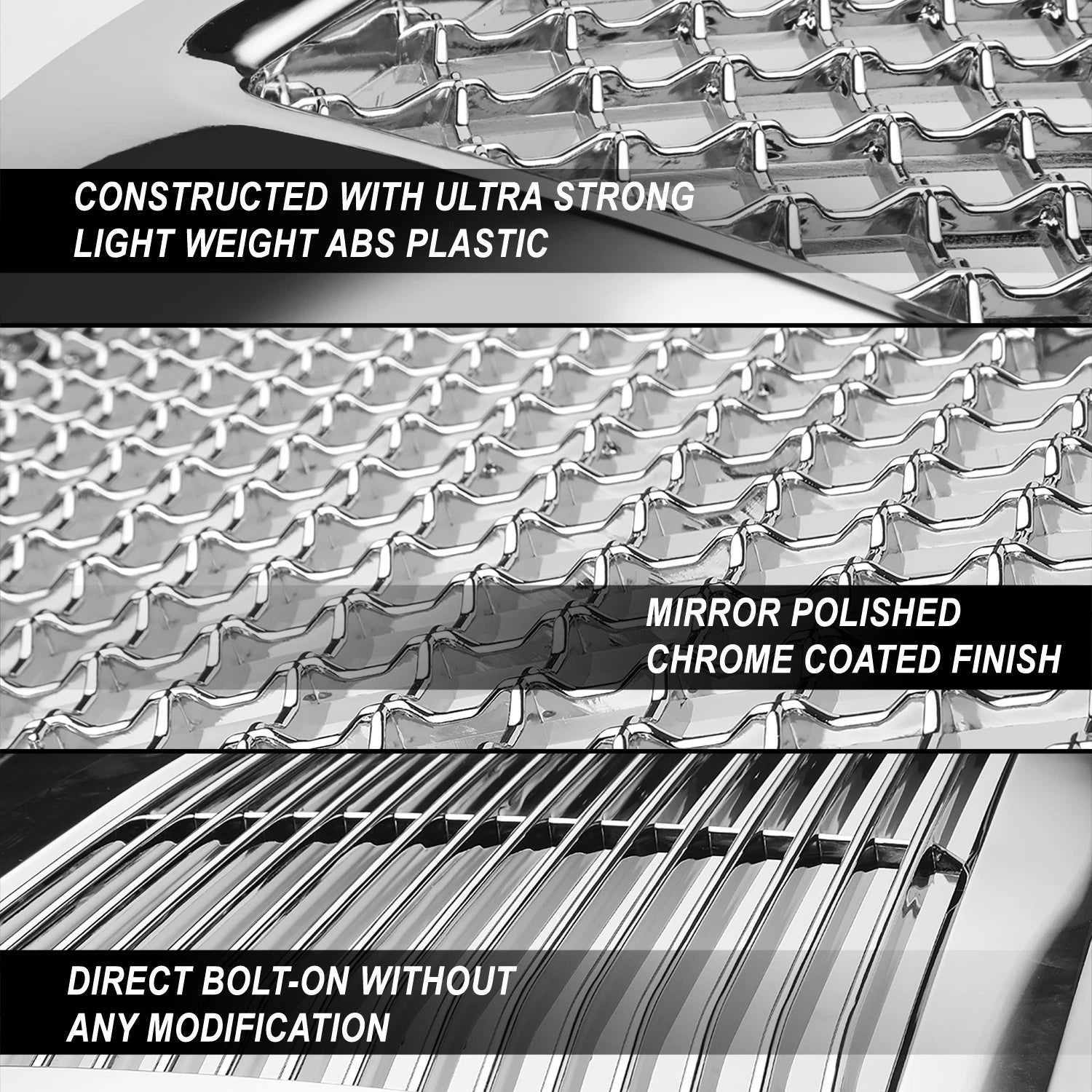 Chrome ABS Front Bumper Grille for GMC Sierra 1500 (2016–2018)