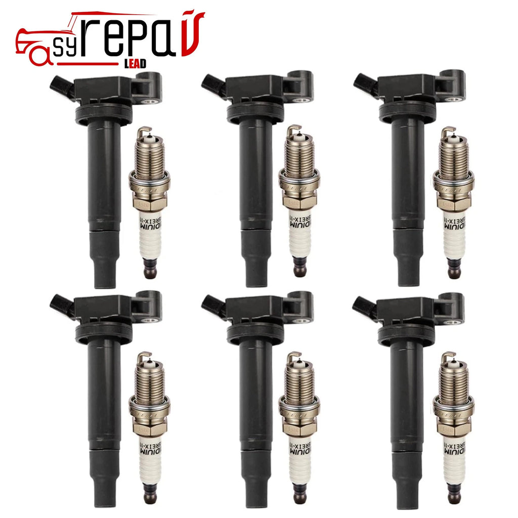 6X Ignition Coil & Spark Plug for Toyota Highlander (2004–2010) 9008019016