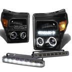 Dual Halo Projector LED DRL Headlight & Fog Light Set for Ford Super Duty (2011–2016)