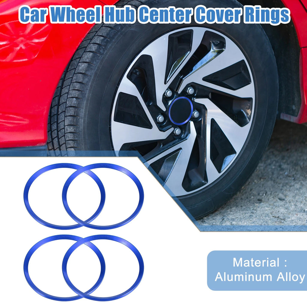 Set of 4 Wheel Hub Center Cover Rings for Honda Civic (2016–2021) Blue