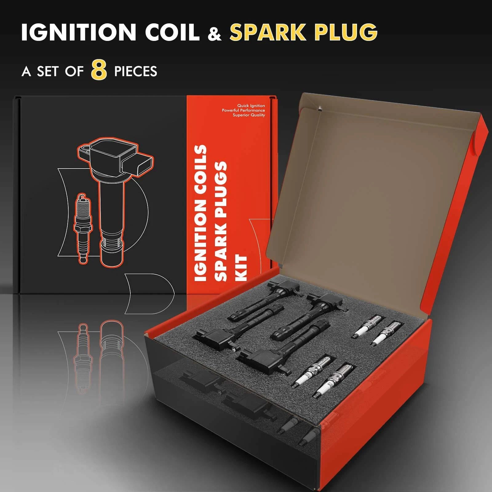 Set of 8 Ignition Coils & Iridium Spark Plugs for Nissan Titan (2004–2007)