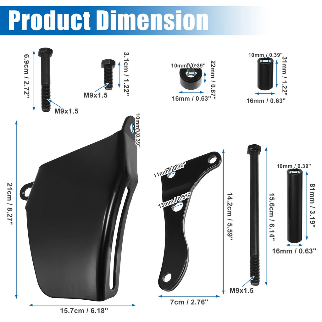 Polished Long Water Pump Alternator Bracket Kit for Chevy SBC 305 350 (1969–1995)