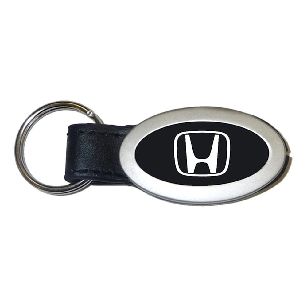 H on Black Leather Oval Keychain - Officially Licensed for Honda