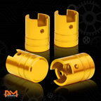 Set of 4 Gold Aluminum Tire Stem Caps 17mm Piston Style Valve Covers