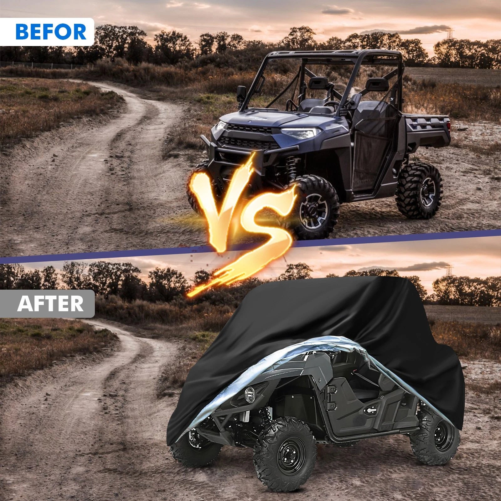UTV Cover for Can Am Defender, Polaris Ranger, Commander, Pioneer, Kawasaki (2 Seater)