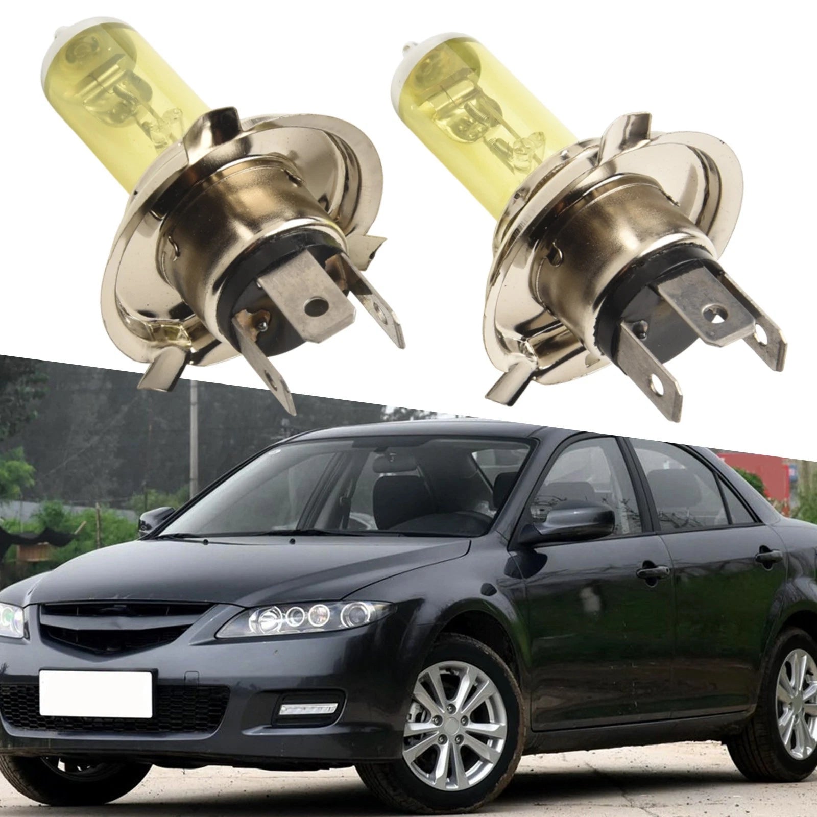 2X H4 55W 5000K Xenon Gas Halogen Headlight Bulbs for Cars (Universal)