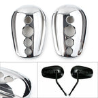 Chrome Oval Rear View Mirror Cover Caps for Harley Dyna Softail Sportster