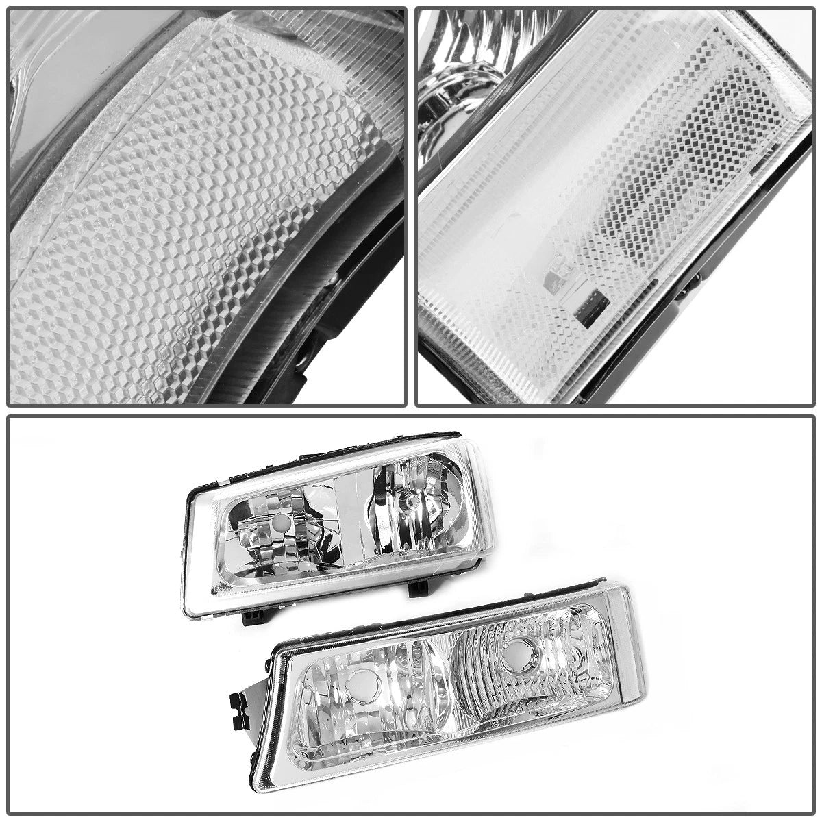 Chrome/Clear Side Headlight Bumper Lamps for Chevy Silverado (2003–2006)