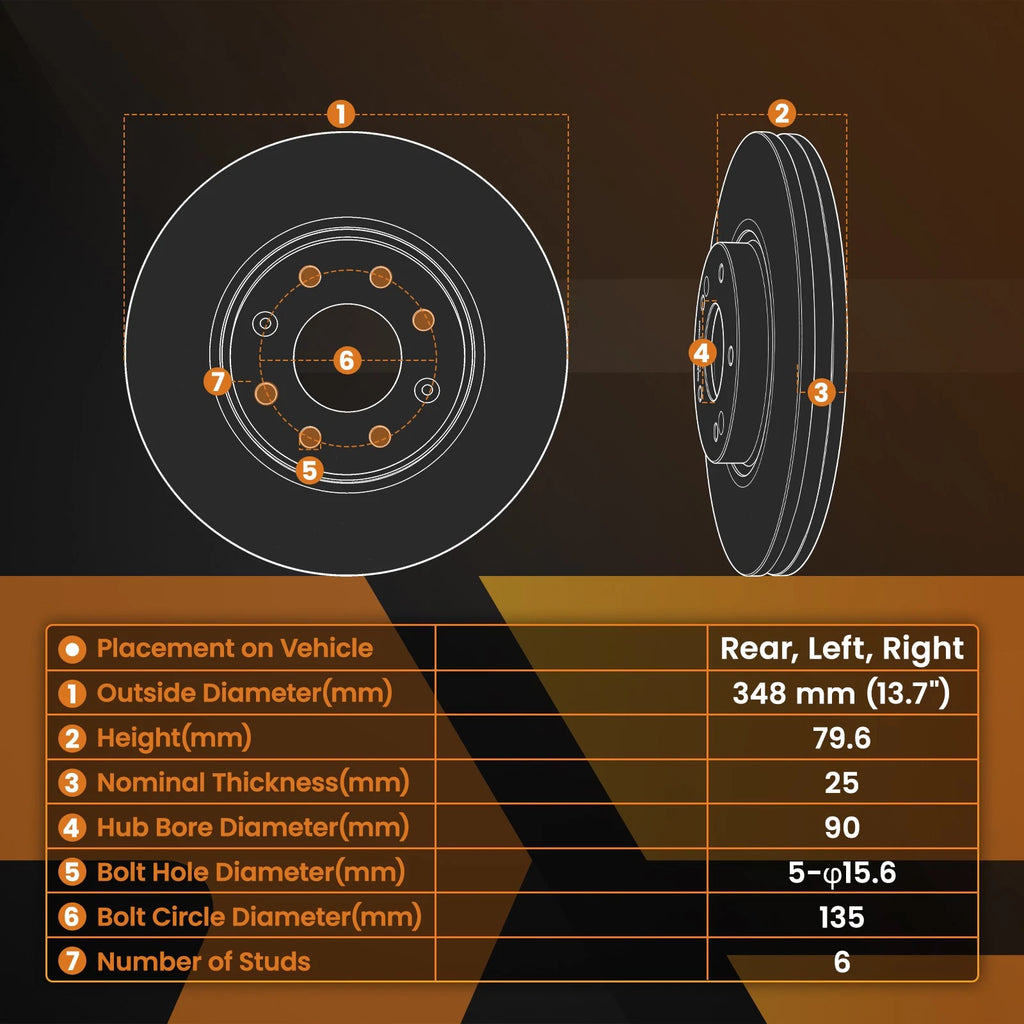 Rear Disc Brake Rotors & Ceramic Pads for Ford F-150 (2012–2020) S54186 D1602