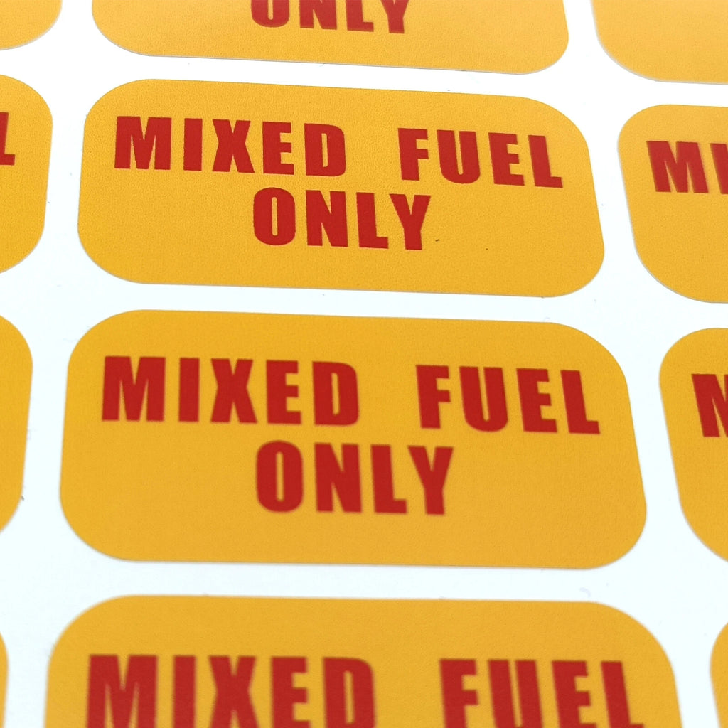 Mixed Fuel Only Sticker for Automotive Use - Weather Proof
