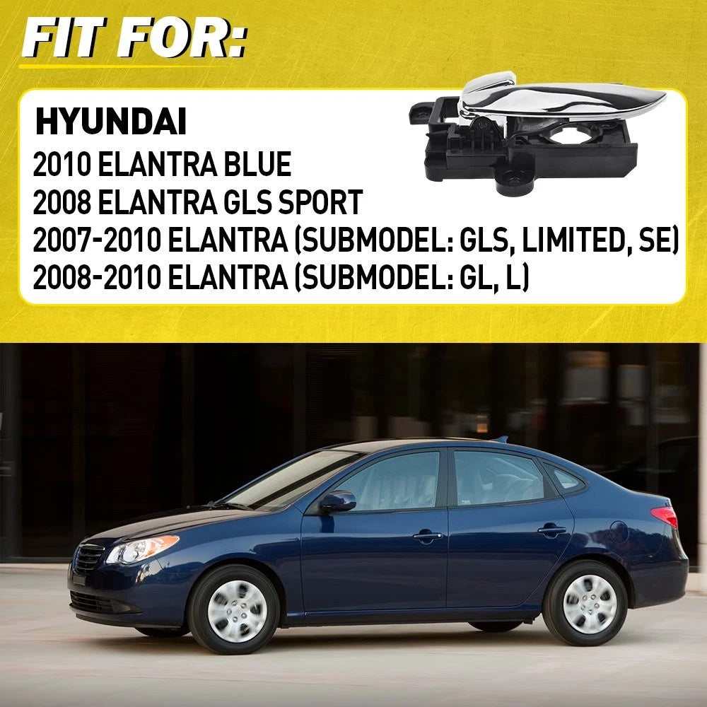 Interior Door Handle for Hyundai Elantra (2007–2010) Left Chrome Plastic