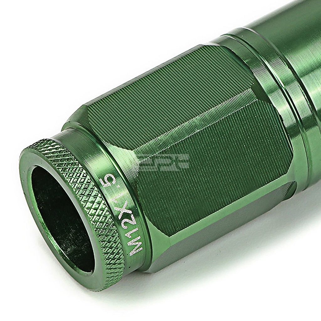 Open-End Aluminum Green Lug Nuts + Adapter M12x1.5 for
