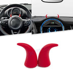2Pcs PU Foam Red Devil Bull Horn Steering Wheel Stickers for Car (—)