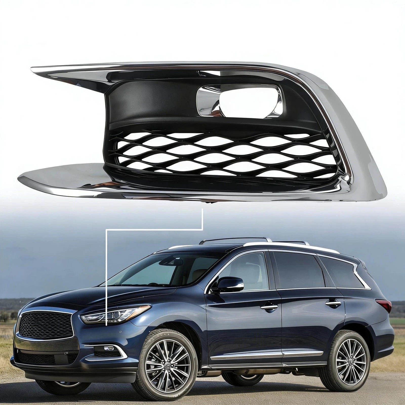 Chrome Left Fog Light Lamp Bezel Cover for Infiniti QX60 (2016–2020)