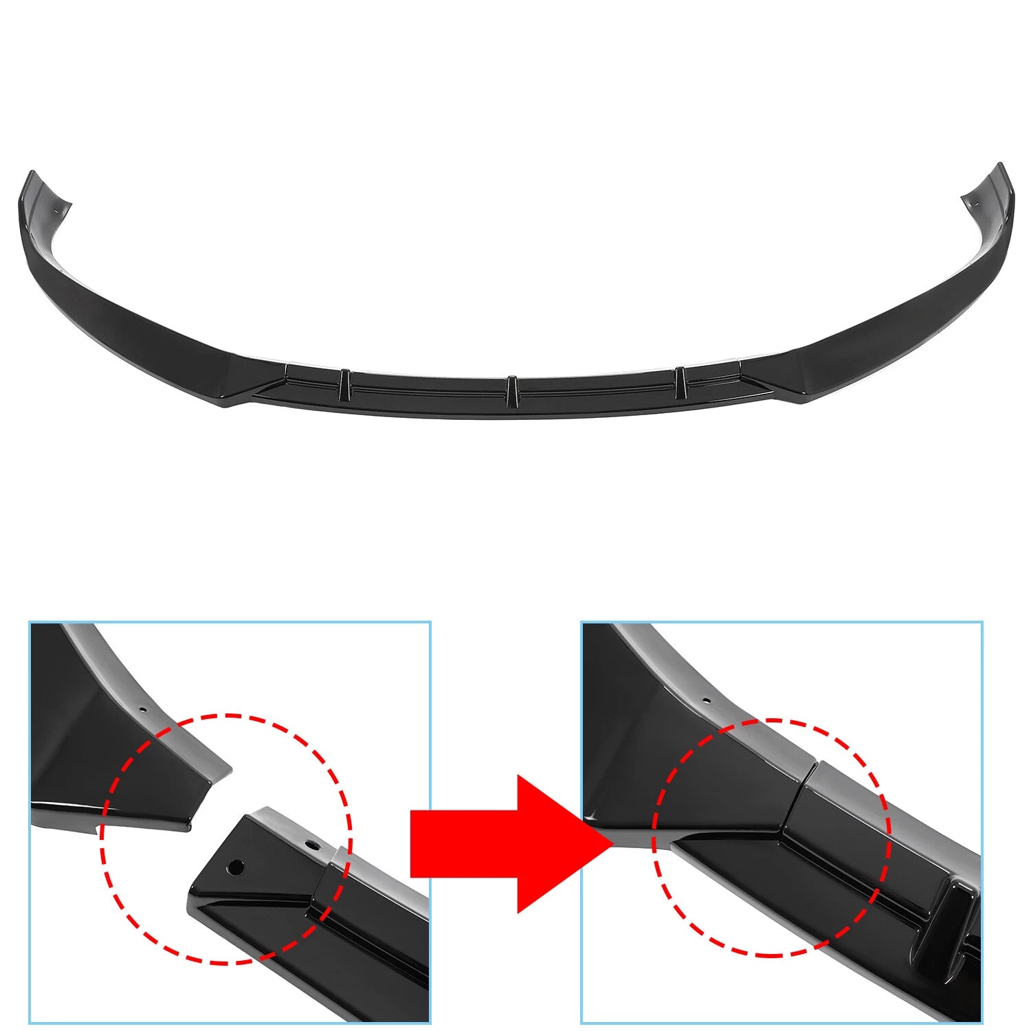 Glossy Black Splitter Spoiler Front Bumper Lip for Tesla Model S (2016.5–2020)