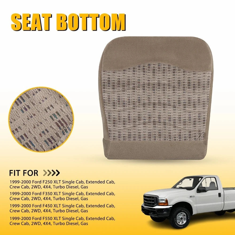 LH Driver Bottom Cloth Seat Cover Tan for Ford F250 F350 F450 F550 (1999–2000)
