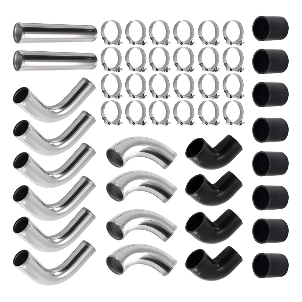 12pcs 2.5" Intercooler Piping Kit Universal + T-Bolt Clamps + Silicone Coupler