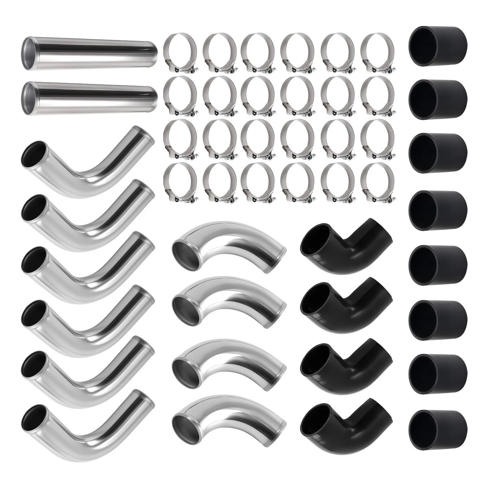 12pcs 2.5" Intercooler Piping Kit Universal + T-Bolt Clamps + Silicone Coupler